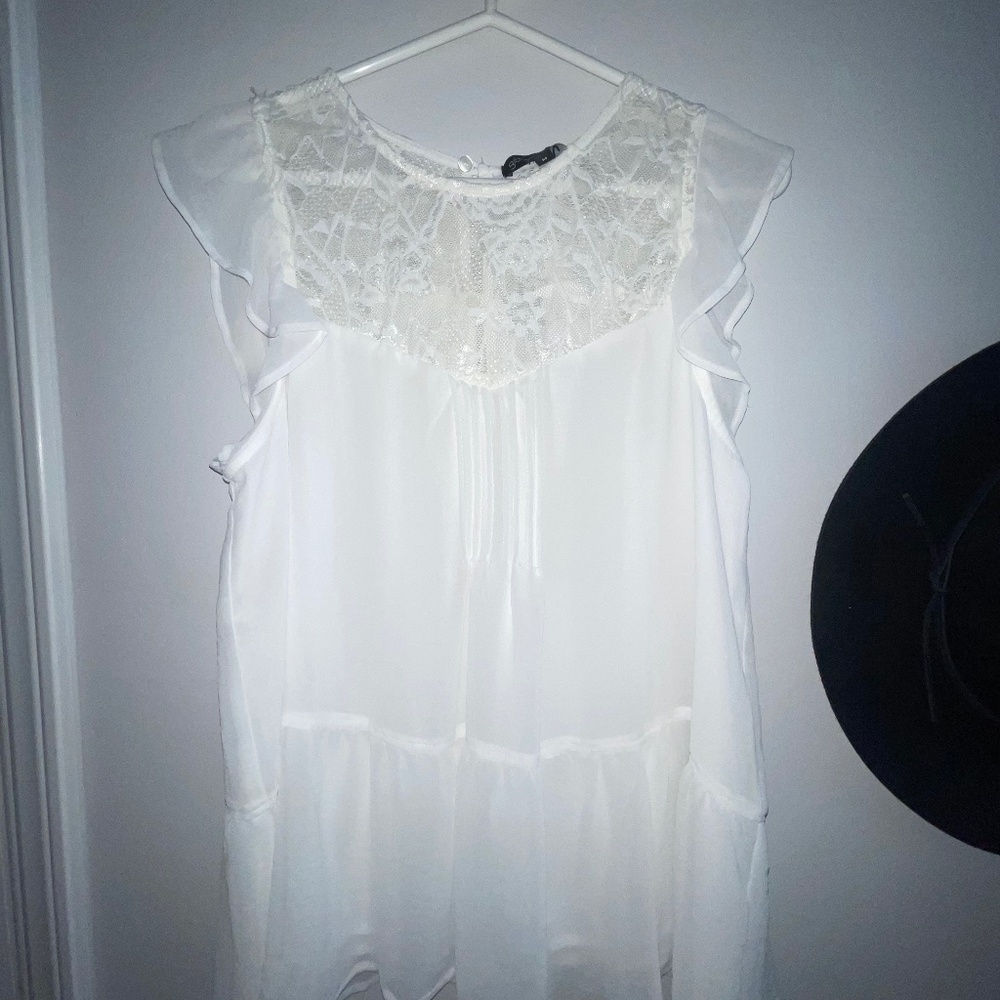 White Lace Babydoll Top